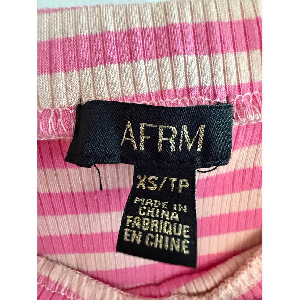 AFRM Pink Striped Ribbed Midi Skirt XS Bodycon Pull On Stretch Y2K Summer - Picture 4 of 5